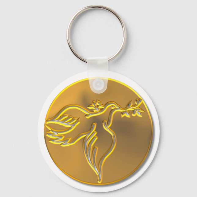 Golden Dove of Peace - Holy Spirit Key Ring (Front)
