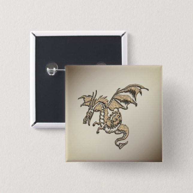 Golden Dragon 15 Cm Square Badge (Front & Back)
