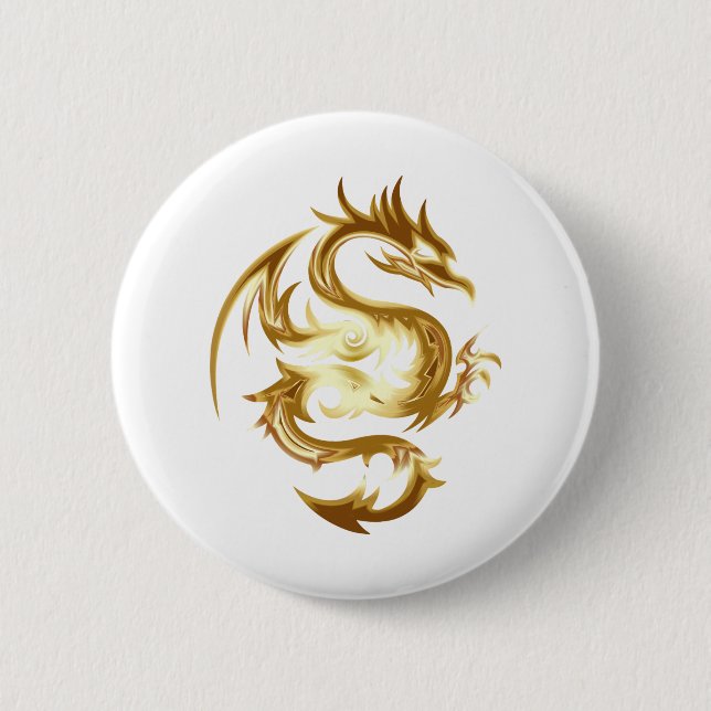 Golden Dragon 6 Cm Round Badge (Front)