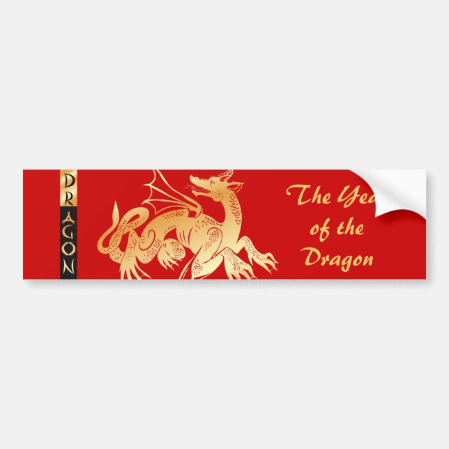 Golden Dragon and Banner Bumper Sticker (Front)