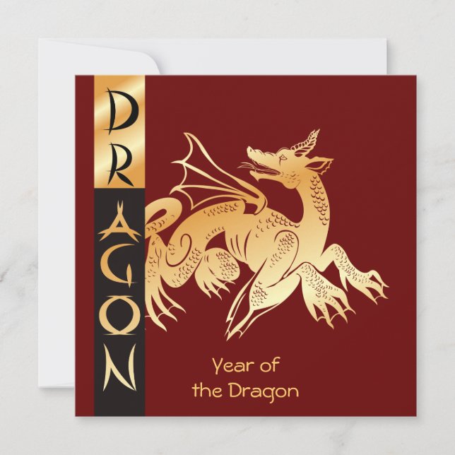 Golden Dragon and Banner Holiday Card (Front)