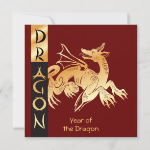 Golden Dragon and Banner Holiday Card