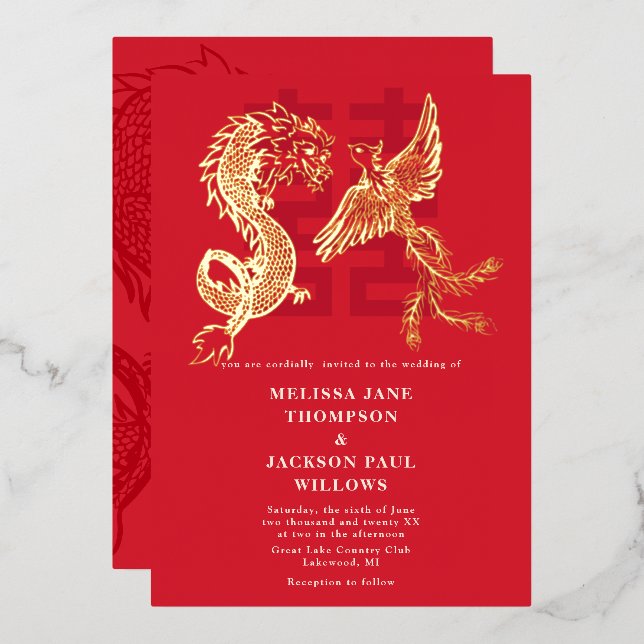Golden Dragon and Phoenix Chinese wedding (Front/Back)