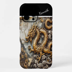 Golden Dragon Ascending iPhone 16 Pro Max Case