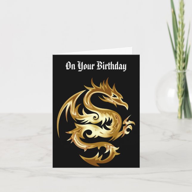 Golden Dragon Birthday Greeting Card (Front)