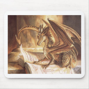 Golden Dragon Book Reading Mouse Pad