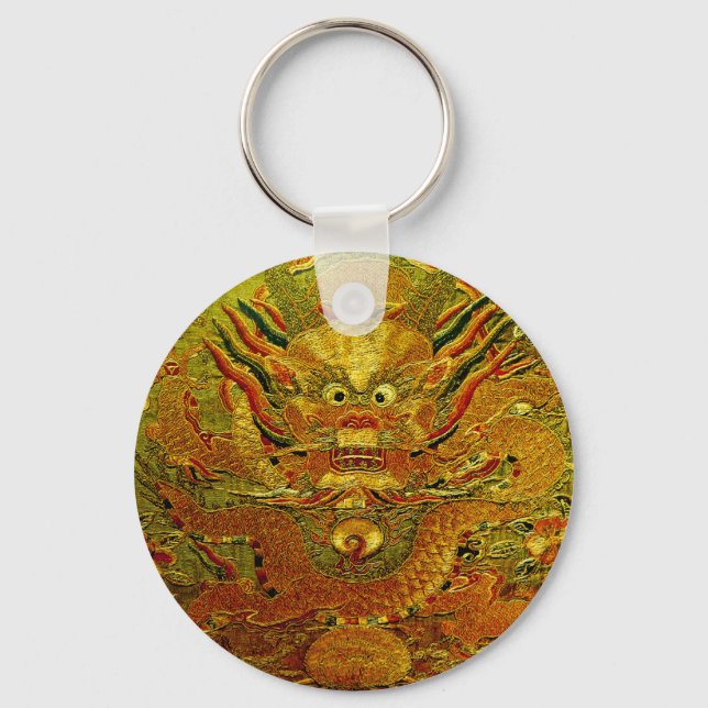 Golden dragon Chinese embroidery Ming dynasty Key Ring (Front)