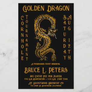 Golden Dragon Cornhole Tournament Fundraiser Event Flyer