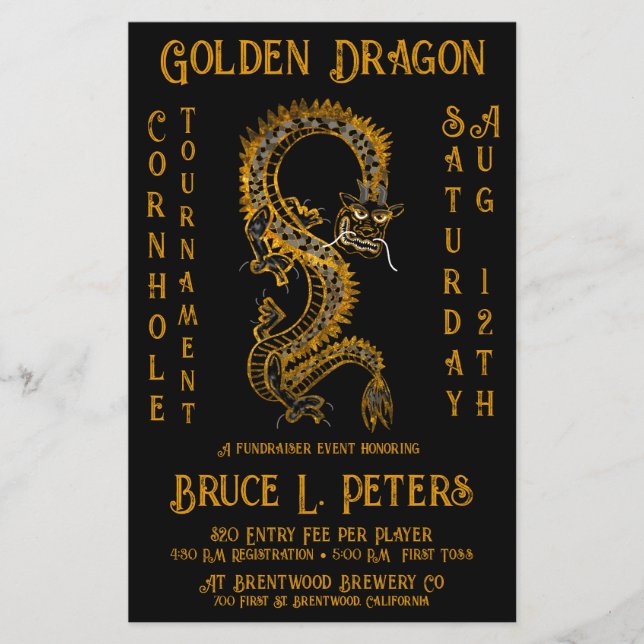 Golden Dragon Cornhole Tournament Fundraiser Event Flyer (Front)