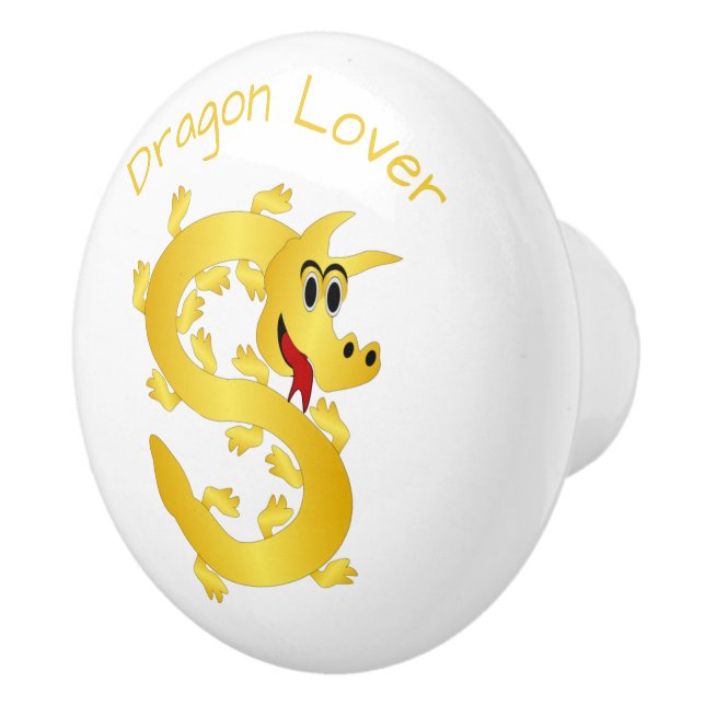 Golden Dragon Design Personalised Ceramic Knob (Right)