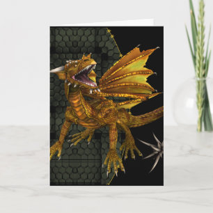 Golden Dragon Fantasy Blank Greeting Card