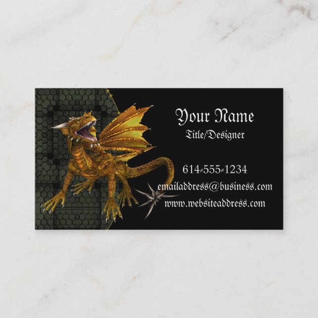 Golden Dragon Fantasy Business Card (Front)
