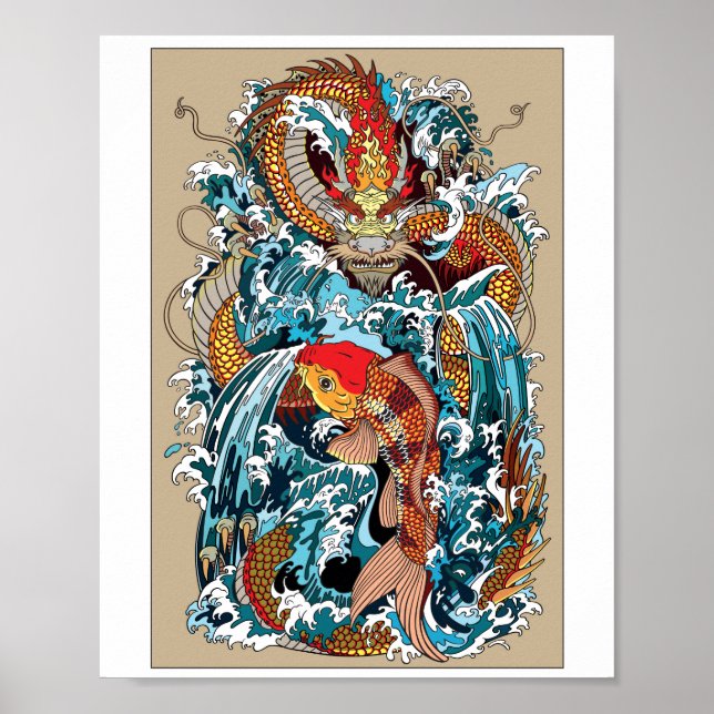 Golden Dragon Gate. Illustration Poster (Front)