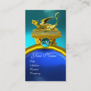 GOLDEN DRAGON GEM MONOGRAM, yellow blue sapphire Business Card