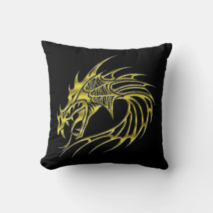 Golden Dragon Gold Throw Pillow Home Decor
