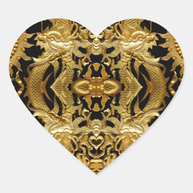 golden dragon heart sticker (Front)
