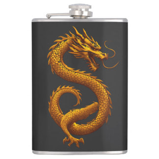 Golden Dragon Hip Flask