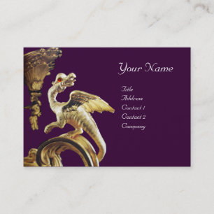 GOLDEN DRAGON IN PURPLE Monogram Business Card