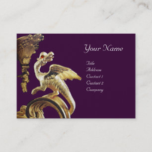 GOLDEN DRAGON IN PURPLE  Monogram Gold Metallic Business Card