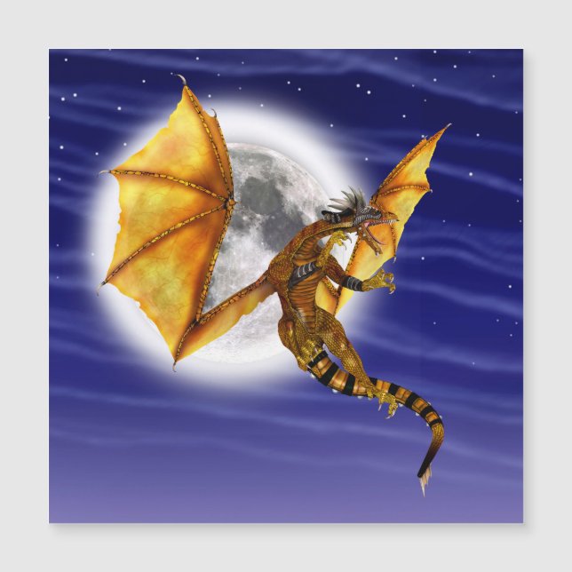 Golden Dragon Mythical Fantasy Creature Purple Sky (Front)