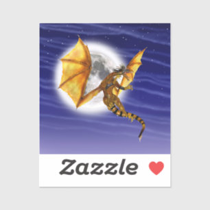 Golden Dragon Mythical Fantasy Creature Purple Sky
