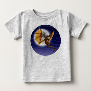 Golden Dragon Mythical Fantasy Creature Purple Sky Baby T-Shirt