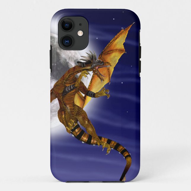 Golden Dragon Mythical Fantasy Creature Purple Sky Case-Mate iPhone Case (Back)
