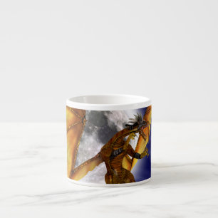 Golden Dragon Mythical Fantasy Creature Purple Sky Espresso Cup