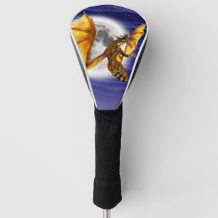 Golden Dragon Mythical Fantasy Creature Purple Sky Golf Head Cover