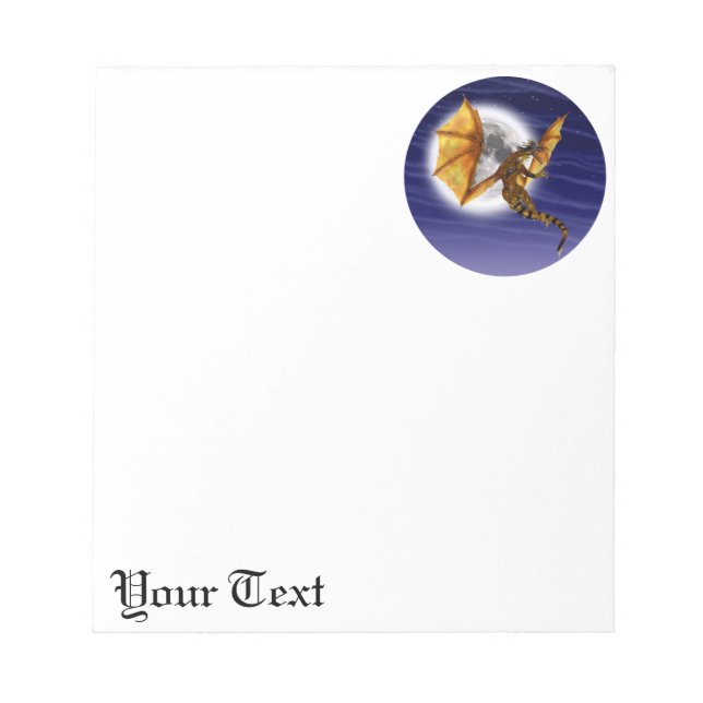 Golden Dragon Mythical Fantasy Creature Purple Sky Notepad (Front)