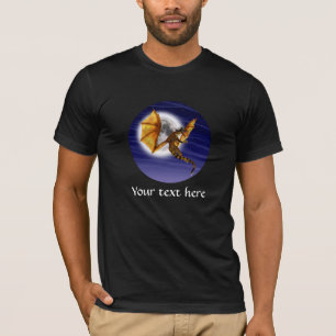 Golden Dragon Mythical Fantasy Creature Purple Sky T-Shirt