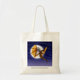 Golden Dragon Mythical Fantasy Creature Purple Sky Tote Bag