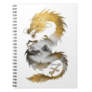 Golden Dragon Nebula Mystical elegance Notebook
