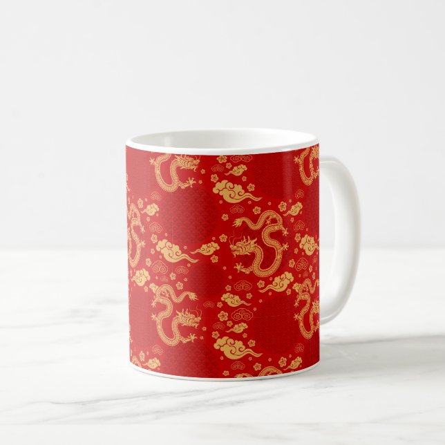 Golden dragon pattern  - Chinese Lunar year 2024 Coffee Mug (Front Right)
