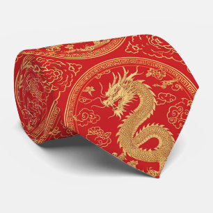 Golden Dragon Pattern Tie