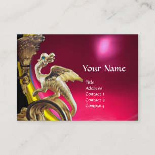 GOLDEN DRAGON RED FUCHSIA RUBY Monogram Business Card