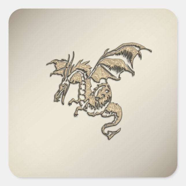 Golden Dragon Square Sticker (Front)