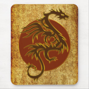 Golden Dragon Sun antique style Mouse Pad