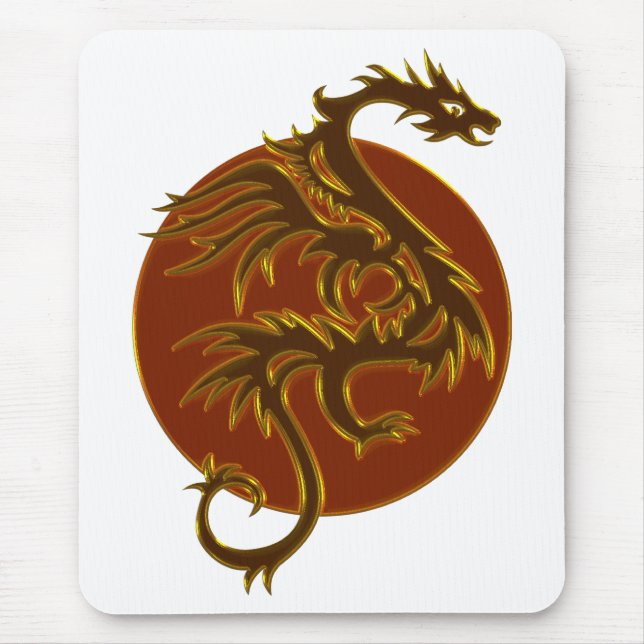 Golden Dragon Sun | make your own background Mouse Pad (Front)