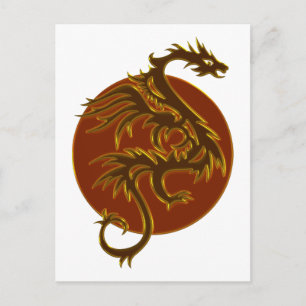 Golden Dragon Sun   make your own background Postcard