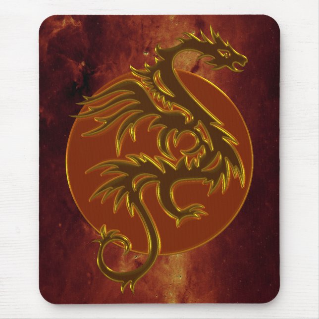 Golden Dragon Sun | universe of fire Mouse Pad (Front)