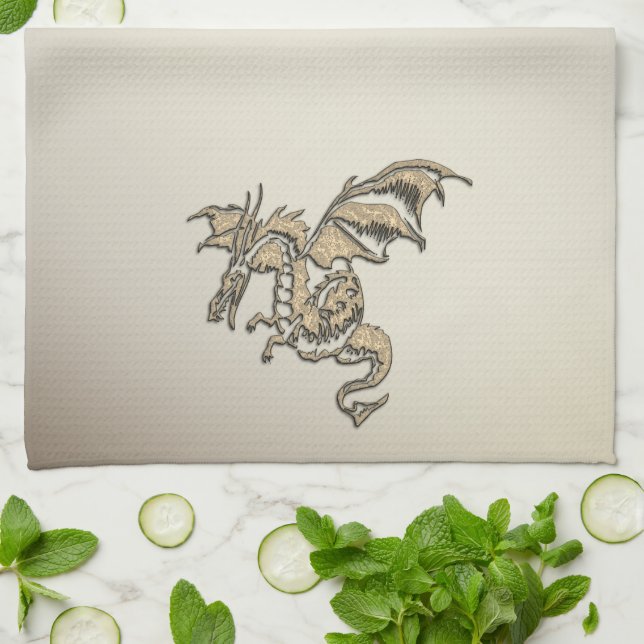 Golden Dragon Tea Towel (Folded)