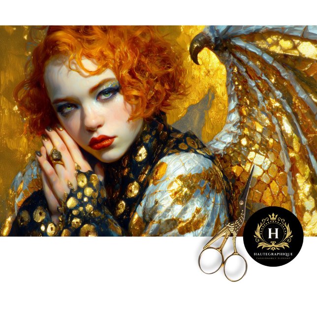 Golden Dragon Wing Girl Fantasy Decoupage Art Tissue Paper (Creator Uploaded)