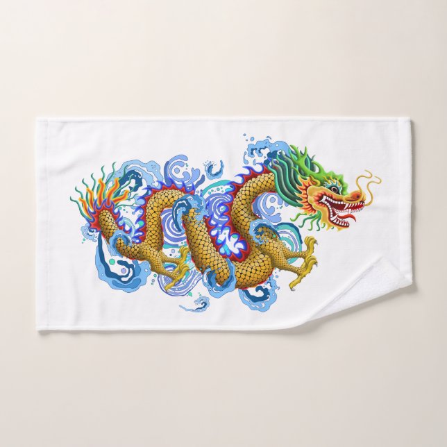 Golden Dragon with Water Splashes Towel (Hand Towel)