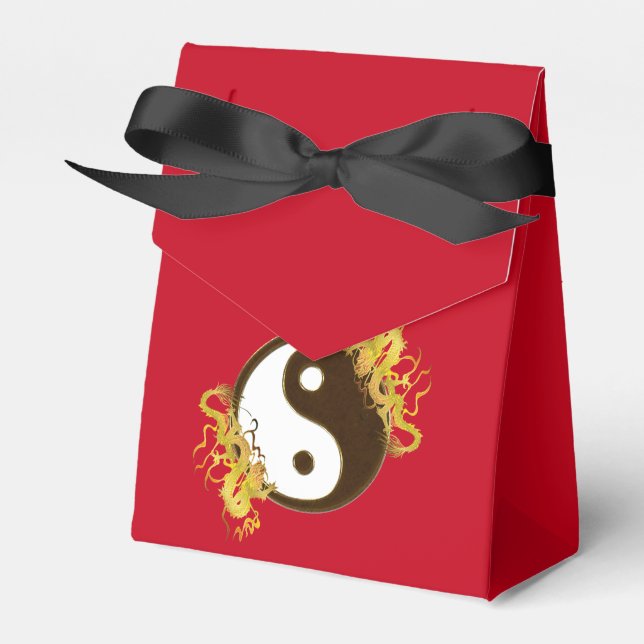 Golden Dragon Yin Yang Favour Box (Front Side)