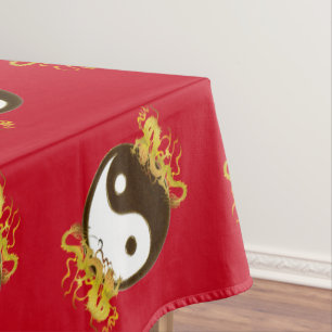 Golden Dragon Yin Yang Tablecloth