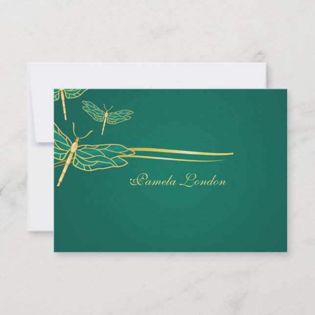 Golden Dragonflies Thank You Notes (Front)