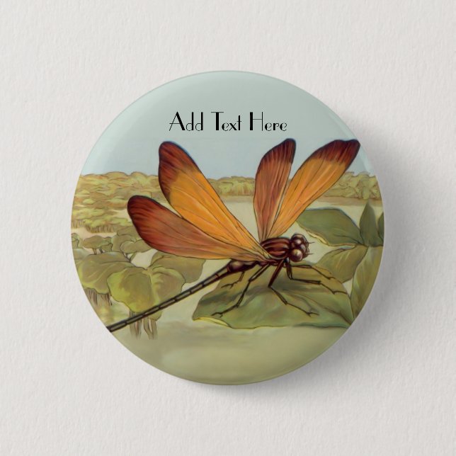 Golden Dragonfly 6 Cm Round Badge (Front)