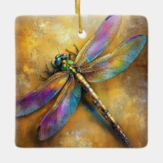 Golden Dragonfly Ceramic Ornament