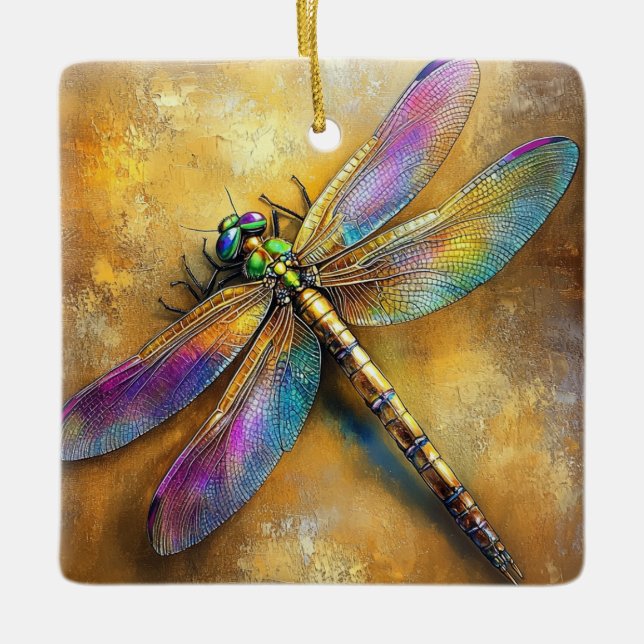 Golden Dragonfly Ceramic Ornament (Front)